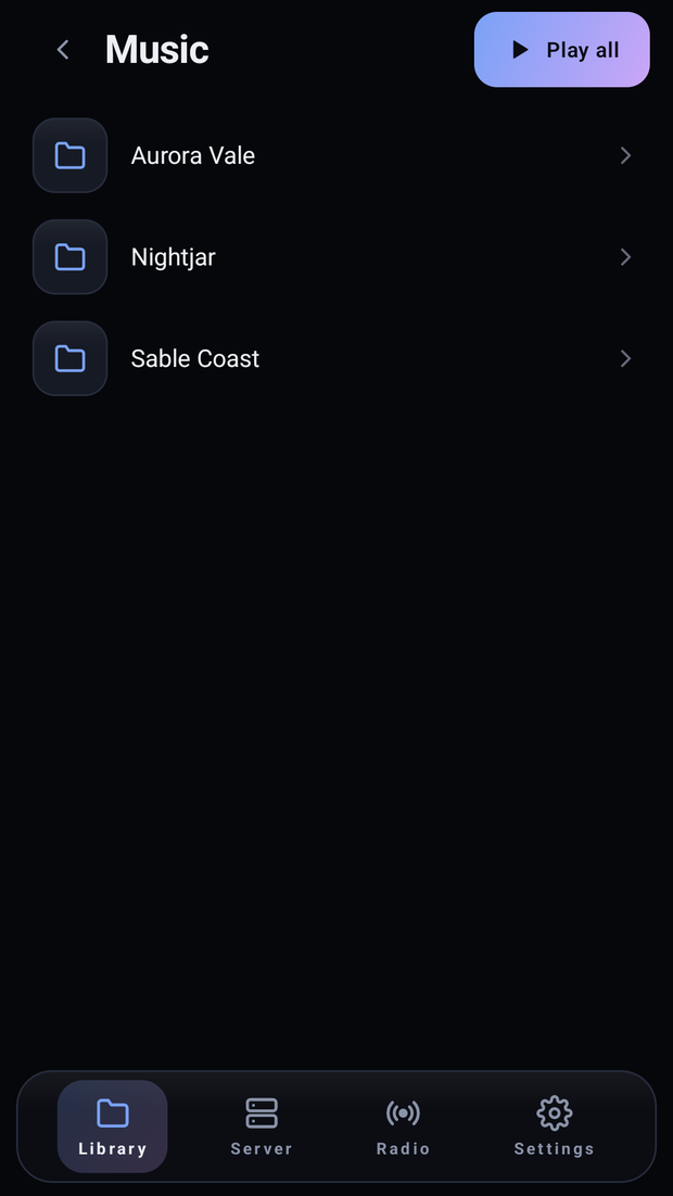 Music folders on the card
