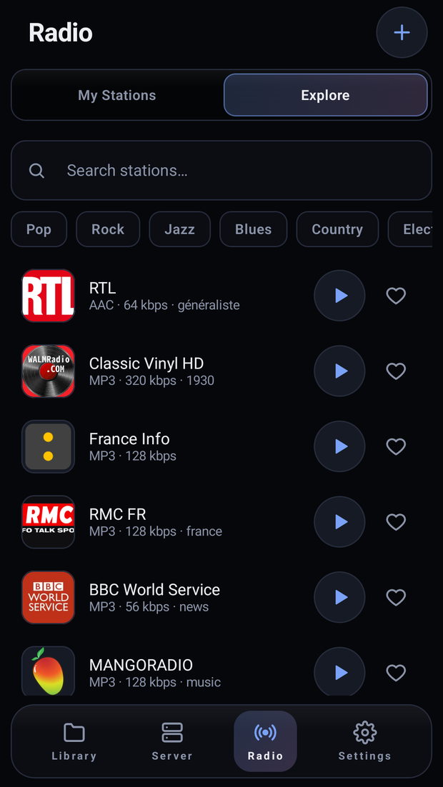 Radio directory on Android